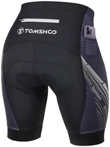 TOMSHOO Pantaloni da Ciclismo Uomo, MTB Ciclismo Uomo 4D Imbottiti, Pantaloncini Bici Uomo Traspirante Asciugatura Rapida con 3 Tasche Antiscivolo Antiurto MTB Shorts