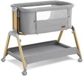 Jimglo 3 in 1 Baby Bassinet, Rocking Bassinets with Comfy Mattress and Wheels, Adjustable Height Bassinet Bedside Sleeper, Easy Folding Portable Crib for Newborn (Grey)