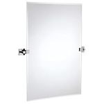 Hamilton Hills Large Squared Modern Pivot Rectangle Mirror with Polished Chrome Wall Anchors | Silver Backed Adjustable Moving & Tilting Wall Mirror |�æ 20" x 30" Inches