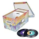 Snap-N-Store Vinyl Record Storage Box - Pack of 1-8.25 x 7.5 x 14.5 Inch LP Holder with Lid for 7-inch Records - Crate Holds up to 75 Vinyl Albums - Tie Dye