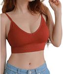 DAVINA FASHIONS Cotton Women's Girls Fitness Bra Cross Low Back Pattern For Your Backless Outfits Fashion Female Cropped Top Pushup Padded Bra Free Size Fits Upto (28 To 34) Bust Size(Rust)