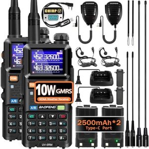 BAOFENG UV-5RM 10W Handheld Ham Radio Long Range, Portable Two Way Radio with 2500mAh Type-C Charging Battery, Rechargeable 5RM Multi-Band Walkie Talkies for Adults (2 Pack)