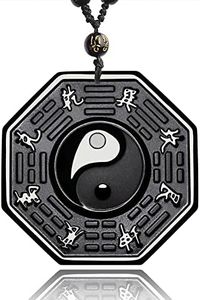 TIKCAUZ Yin Yang Necklace Black Obsidian Necklace Natural Crystal and Healing Stone with Adjustable Rope Handmade Gemstone Jewelry for Men Women