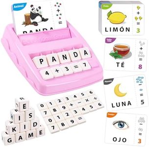 AnJeey Juguete Aprender 2 en 1 de Juegos de Letras y Números para la Educación Temprana de los Niños Regalo Ideal para Niñas y Niños de 3+ Años（Español）, BK1831, Rosa