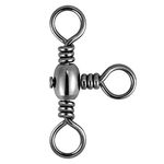 Dr.Fish 30 Pack 3 Way Fishing Swivels Stainless Steel Fishing Three Way Barrel Swivels Solid Ring Swivels Fishing Tackle Catfish Swivels 1.46in 175Lb