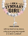 MAOFAED Gymnastics Gift I Am A Gymnast Girl Gymnastics Charm Bracelet Gymnast Gift for Girls (gymnast girl beadCA)