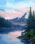 TREXEE Mountain Lake Paint by Number for Kids & Adults & Beginner, Paint by Numbers Kit for Kids and Adults Beginner, DIY Acrylic Painting by Numbers Kit on Canvas, Number Painting kit DIY Canvas Painting by Numbers DIY Painting kit for Adults DIY Oil Painting Gift Kits for Home Decoration (40X50 CM) (No Frame)