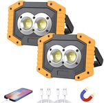 OTYTY Work Light Rechargeable, LED Work Light Portable Flood Lights Magnetic LED Light for Outdoor Camping Hiking Emergency Car Repairing Job Site Lighting 2 Pack (W839 Yellow)