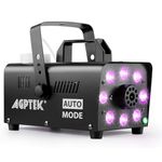 Smoke Machine, AGPTEK Fog Machine with 12 Colorful LED Lights and RGB Light Effect, 600W and 4000CFM Fog with 1 Wireless Remote Controls for Year-Round Use, Wedding, Paries, Stage Effect, Halloween