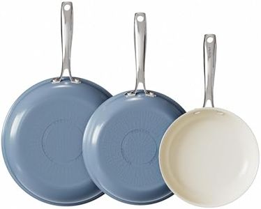 Redchef Non Stick Frying Pan, 20 24 28cm Ceramic Pots and Pan Set for Cooking, 8" 9.5" 11" Skillet Set, No PFAS & PTFE & PFOA with Stainless Steel Handle, Oven Safe Max to 842°F (Blue)
