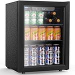 Electactic - 68 Can Refrigerator Cooler, 1.7 Cubic Feet Door Glass Mini Refrigerator for Beer, Soda, Wine, Digital Temperature Control for Home, Office,