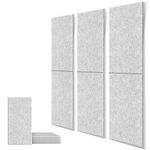 DrKlang 6 Pack Acoustic Panels, 23.6" x 11.8" Decorative Soundproofing Panels, Wall and Ceiling Acoustical Treatment Tiles, Great to Reduce Echo and Noise for Home and Office - Silver Grey