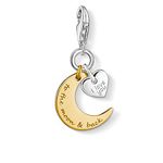 Thomas Sabo Women Charm Pendant Moon & Heart I Love You To The Moon & Back Charm Club 925 Sterling Silver 1443-413-39