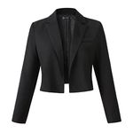 Beninos Womens Long Sleeve Open Front Crop Blazer Jacket (806 Black, S)