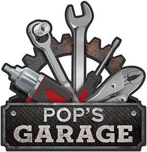 Garage Toolbox Cutout MDF Wood Sign | Select Color & Size | Personalize with Grandpa Name | Vintage Father's Day Decor | Local Legends | USA Made | PRPW7027 (10 inch, Red - Pop's)