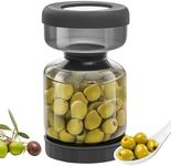 WhiteRhino Glass Pickle Jar with Strainer Flip,1000ML Pickle Container,Hourglass Pickle Juice Separator Jar for Olives,Gherkins Sliced Pickles,Leakproof Airtight Lid and Refrigerator -Grey/34oz