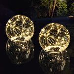 LENONE Solar Floating Pool Lights, Warm White LED Solar Glow Globe Pool Lights That Float, Auto ON/OFF Waterproof Pool Floating Lights, 7” Floating Lights for Pool Yard Party Christmas Decor - 2PCS