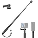 ATUMTEK 150cm Invisible Selfie Stick, 1/4" Extended Monopod Pole, Solid and Compact Design for Insta360, for GoPro, DJI, Action Camera (Buckle Mount for GoPro and Wrist Strap Included)