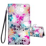 JRIANY for iPhone 6 / 6s Case, PU Leather Wallet Case with Cute Pattern [Card Holder] [Kickstand], iPhone 6s Flip Case, Shockproof Cover Compatible with Apple iPhone 6s / 6, Flower B