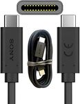 GLITZY GIZMOS Genuine Official Sony® UCB24 USB Type C To USB Type C Data Sync Charging Cord/Cable/Lead - Black (Bulk Packed)