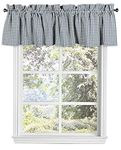 Native Fab Set of 2 Farmhouse Valance Curtains for Windows 58"x15" for Living Room Bedroom Kitchen Windows Bathroom, Rustic Vintage Curtain Valances Rod Pocket - Grey White