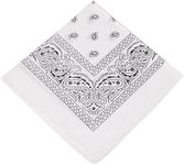 Boolavard 1s, 6s, 9s or 12 Pack Cowboy Bandanas Bandana with Original Paisley Pattern (White)