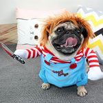 DIYDEC Deadly Dog Clothes, Halloween Dog Costume Funny Awful Small Pet Costume Cosplay for Halloween Puppy Kitten Cosplay Party