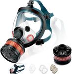 RANKSING 4017 Dual Purpose Reusable Respirator Mask with 1 Filter Canister 40mm 4 Cotton Filters, 2 Filter Cartridges and 2 Covers for Decoration, Painting and Polishing and Other Work