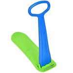 Goplus Ski Scooter Fold-up Snowboard, Snow Scooter W/Grip Handle, Sliding Snow Sled for Snow, Dune, Grass, Portable Kick Scooter Sled for Kids Toddlers Teenagers, Winter Toys (Blue+Green)