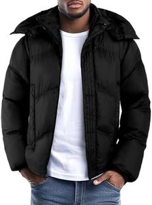 GINGTTO Mens Puffer Jacket with Hood Winter Ski Down Coats for Men Black M
