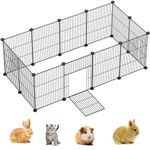 MIZXCIOM Pet Playpen Small Animal Fence, Rabbit Playpen, Guinea Pig Playpen, Metal Wire Encryption Pet Fence Yard Indoor Outdoor for Rabbit, Guinea Pig, Hamster, Hedgehog, Kitten, Puppy 12PCS Black