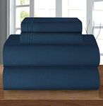 Elegant Comfort Luxury Premium Hotel Quality Microfiber 4-Piece Sheet Set - Wrinkle Resistant, All Around Elastic Fitted Sheet, Deep Pocket up to 16", California King, Navy Blue