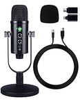 Microphone for iPhone Android Phones iPad Mac and Computer with Reverb and Noise Cancelling, for Recording Vocals, Voice Overs, Gaming, Online Chatting, Podcasts, Streaming Broadcast-Black