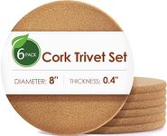 6 Pack Cork Trivets for Hot Dishes, 8" High-Density Thick Cork Trivets for Hot Pots and Pans, Heat Resistant Cork Hot Pads for Kitchen, Multifunctional Corkboard for Cork Plant Coasters and DIY Crafts