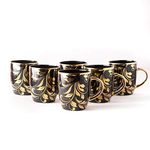 TAGROCK Porcelain Black Gold Tea Coffee Mug, 220Ml, Set of 6 Piece