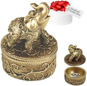 Evelots Jewelry Trinket Box-Elephant-Wedding Ring Holder-Hand Painted-Keepsake