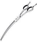 PURPLEBIRD 7 Inch Curved Dog Grooming Scissors Professional Dog Thinning Scissors with 18 Teeth Japanese Stainless Steel Dog Scissors Pet Safety Shearing for Dogs Cats Face Paws