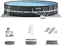 Intex Ultra XTR Frame 14' x 42" Round Above Ground Outdoor Swimming Pool Set with Sand Filter Pump, Ground Cloth, Ladder, and Pool Cover