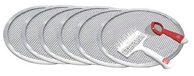 Olrada Aluminum Pizza Screen Mesh Oven Baking Tray Round Plates Silver,9-Inch 6Pc with Pizza Docker and 4inch Cutter - Set of 8Pc