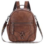 Small Backpack Purse for Women,VASCHY Cute Vegen Leather Mini Backpack for Lady with Guitar Shoulder Bag Handbag Strap Brown