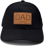 YvoneDBrownn Genuine Leather Patch Trucker Hats - Dad Est 2024 PAPA Baseball Cap - Perfect New Father Gift for Baby Black