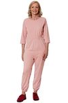 Ovidis Dementia Clothes - Alzheimers Anti-Strip Jumpsuit with Back-Zipper for Elderly Women - Carrie Pink M