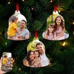 ArtPix 3D Personalized Christmas Ornament Set of 3 - Metal Double Sided Custom Photo Xmas Tree Ornaments - Customized Picture Family Decor for Kids, Mom, Dad, Loves - Bell