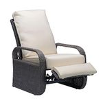 ATR ART TO REAL Garden Recliner Chairs,Adjustable Position Height Reclining Patio Chair, Aluminum Frame with Hand-Woven Resin Rattan, Sun Lounger for Outdoor Furniture,Grey Wicker+Beige Cushion