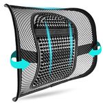 m zimoon Mesh Back Support, Mesh Lumbar Support Cushion Air Flow Chair Back Support with Elastic Strap Back Rest for Home Office Chair Car Seat Back Pain Relief