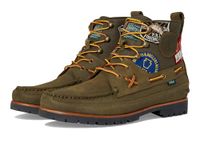 POLO RALPH LAUREN Men's Ranger Mid Suede & Twill Boot Ankle, Canopy Olive, 10.5