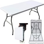 MQ Houseware 6ft Folding Table Plastic Fold in Half w/Handle Heavy Duty Trestle for Party Dining Camping Picnic Booth Market Events
