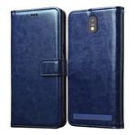 Casotec Flip Cover for Jio Phone Next | Premium Leather Finish | Inbuilt Pockets & Stand | Flip Case for Jio Phone Next (Blue)