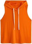 SweatyRocks Women's Summer Sleeveless Hooded Tank Top T-Shirt for Athletic Exercise Relaxed Breathable Orange Large