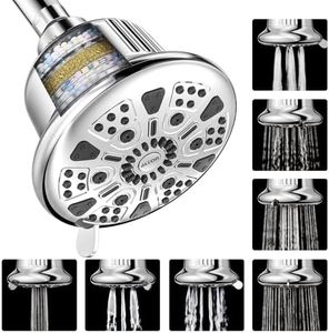 ALTON FLT40500, 5-INCH, 7-Function, 15-Stage Shower Filter For Hard Water | Water Softener for bathroom | Shower Head Hard Water Filter | Silver